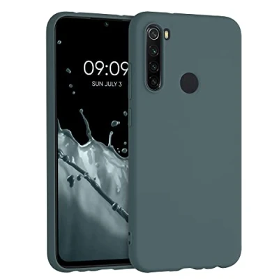 Abbildung von kwmobile Hülle kompatibel mit Xiaomi Redmi Note 8 (2019/2021) weiches TPU Silikon Case Cover geeignet für kabelloses Laden Dunkler Schiefer