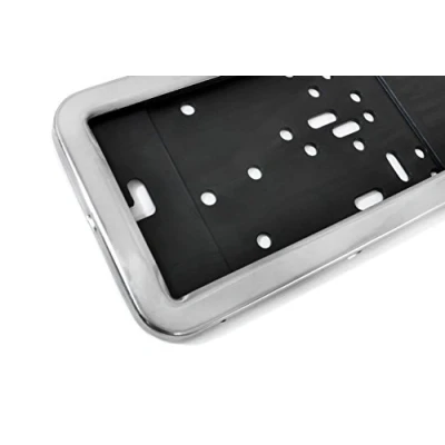 Abbildung von L &amp; P Car Design Kennzeichenhalter für Auto 100% Glanz poliert INOX Edelstahl Nummerschild, (2 Stück)