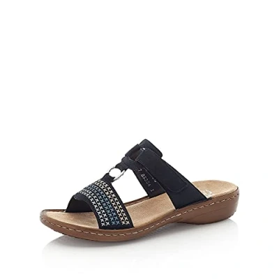 Abbildung von Rieker Pantolette flach, Damen, Größe: 41, Blau Schuhe