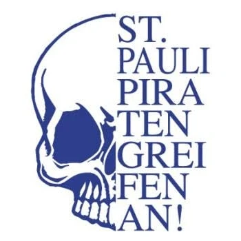 Abbildung von Aufkleber Applikation Totenkopf Skull Schädel St. Pauli Piraten greifen an ! AP1707 versch. Farben u. Größen Farbe blau, Größe 40cm