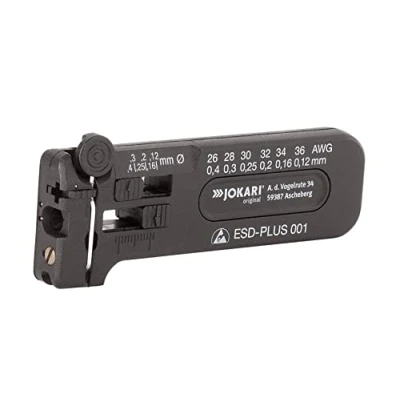 Abbildung von JOKARI Mikro Präzisions Abisolierwerkzeug antistatisch ESD Plus 001 zum Abisolieren von feinen Leitern und Litzen AWG 36 bis 26/0,12 0,40 mm Ø, Art.Nr. 40027