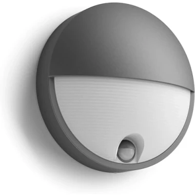 Abbildung von Philips Capricorn LED Outdoor Wandleuchte mit Bewegungssensor (5,5 W), wetterfeste Außenleuchte warmweißem Licht, energiesparende Beleuchtung, anthrazit
