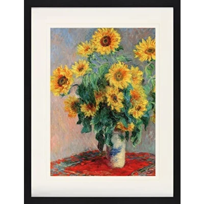 Abbildung von 1art1 Claude Monet Poster Sonnenblumenstrauß. 1880 Gerahmtes Bild Mit Edlem Passepartout Wand Bilder Im Bilderrahmen 80x60 cm