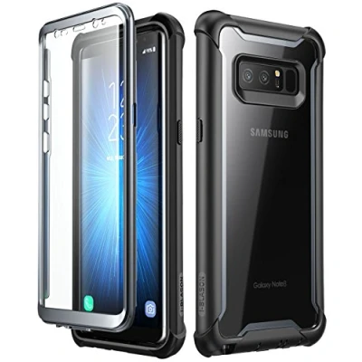 Abbildung von i Blason Hülle Kompatibel für Samsung Galaxy Note 8 Handyhülle 360 Grad Case Transparent Schutzhülle Cover [Ares] mit eingebautem Displayschutz, Schwarz