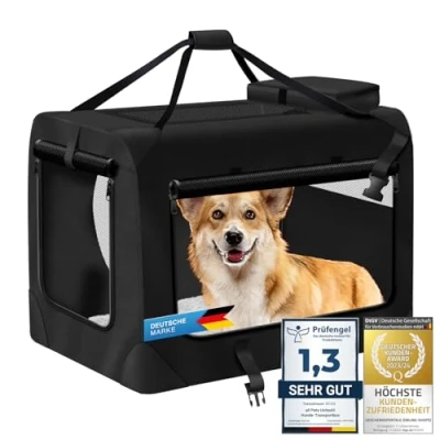 Abbildung von Hunde Transportbox Tier Hundebox Transporttasche faltbar Hundetasche Haustier Transport Atmungsaktiv &amp; Wasserabweisend für Katzen (M 62x42x42 cm)
