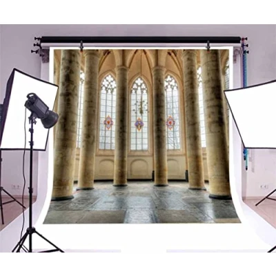 Abbildung von Fotografie Hintergrund Kirche Thema für mittelalterliche Säule Holland Steinbogen Kathedrale Abtei Korridor Foto Porträt 300x200cm