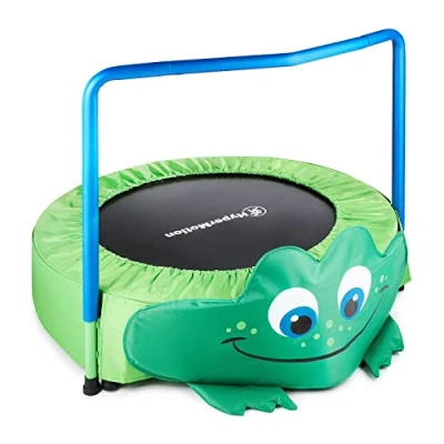 Abbildung von HyperMotion Kindertrampolin Mini Trampolin für Kinder, Frosch mit Griff, 50 kg max, 91 cm