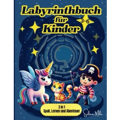 Abbildung von Labyrinthbuch für Kinder: 3 in 1 Spass, Lernen und Abenteuer ( 6 Jahre ): 36 spannende Rätsel kreative Ausmalbilder zur Förderung von Konzentration, logischem Denken Kreativität