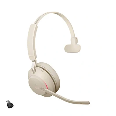 Abbildung von Jabra Evolve2 65 Wireless PC Headset Noise Cancelling UC Certified Mono Headphones With Long Lasting Battery USB C Bluetooth Adapter Beige