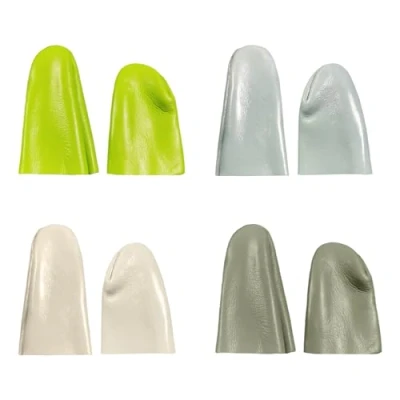 Abbildung von HDGSAFD 4 Paar Näh Fingerhut Fingerlinge, Schützende Finger Leder Set, Nähnadel Bastelzubehör, DIY Nähwerkzeuge