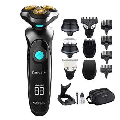 Abbildung von Cecotec Multigrooming Bambus PrecisionCare TwistGroom 10in1 Ladestation, Lithium Akku, Klingen aus Edelstahl mit Titanbeschichtung, digitales Display und wasserdicht