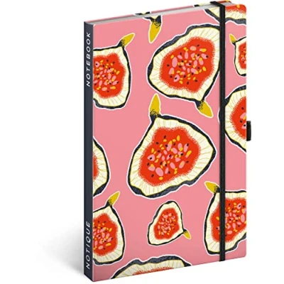Abbildung von NOTIQUE Notizbuch Liniert mit Gummiband 13x21cm ca. A5, Hardcover Notebook, Notizblock, Notizheft, Journal, Tagebuch für Erwachsene, Damen (Feigen)