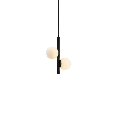 Abbildung von Lucande Hängeleuchte Emarin, dimmbar, Leuchtmittel nicht inklusive, Modern, Eisen, Glas, Schwarz, opalweiß, 2 flammig, G9, Deckenlampe