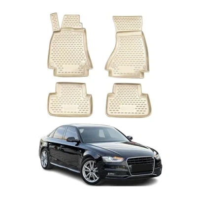 Abbildung von OMAC 1114444BG Fußmattensatz Gummi, TPE (thermoplastischer Elastomer) 4 beige AUDI: A4 B8 Avant, Limousine, Allroad, BMW: 3 Limousine