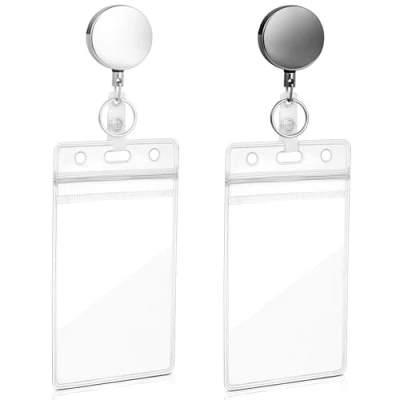 Abbildung von Romon Schlüsselanhänger Ausweishalter, 2 Stück Card Sleeves Einziehbarer Ausweishalter Schlüsselrolle, Schlüsselband Ausziehbar, Wasserdichte Ausweishüllen für Ausweisclip, Kreditkarten, Schule