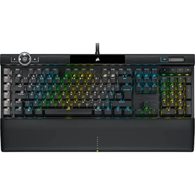 Abbildung von Corsair K100 RGB Optical Mechanical Gaming Keyboard (CORSAIR OPX Keyswitches: Hyper Fast &amp; Linear, Per Key Backlighting, Leatherette Palm Rest, Elgato