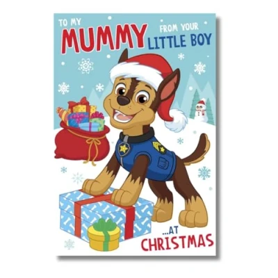 Abbildung von Offizielle Paw Patrol Mummy Weihnachtskarte von Your Little Boy, vom Sohn, Chase für Mama