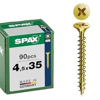 Abbildung von SPAX Universalschraube, 4,5 x 35 mm, 90 Stück, Vollgewinde, Senkkopf, Kreuzschlitz Z2, 4CUT, YELLOX 8000000287879