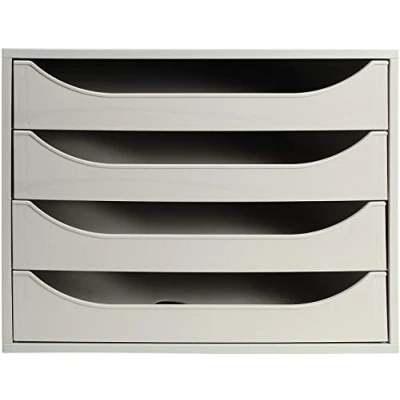 Abbildung von Exacompta 228606D Ablagebox Office mit 4 Schubladen für DIN A4+ Dokumente. Ecobox hoher Kapazität mehr Platz auf dem Schreibtisch Big Box Grau