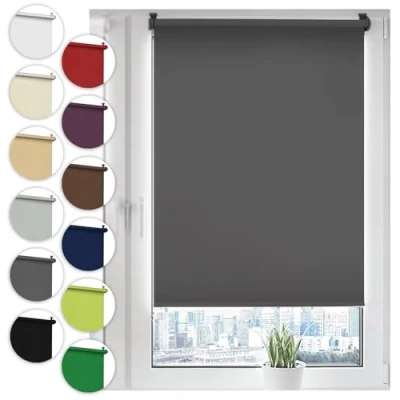 Abbildung von Verdunklungsrollo Klemmfix ohne Bohren, Sonello, verdunkelnd, 30 cm x 130 Grau Verdunkelungsrollo, Rollos für Fenster und Tür, Seitenzugrollo verdunkelnd freihängend Sonnenschutz Sichtschutz, einfache Montage, Hitzeschutz