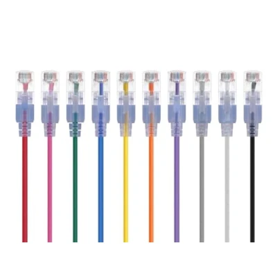 Abbildung von Monoprice SlimRun Cat6A Ethernet Patchkabel Netzwerk Internetkabel RJ45, verseilt, UTP, reines blankes Kupferdraht, 30AWG, 152 cm, 10 Stück