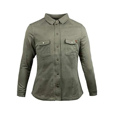 Abbildung von John Doe Damen Motoshirt XTM Oliv Motorradjacke mit Protektoren CE, Gr. M, JDL8003 M