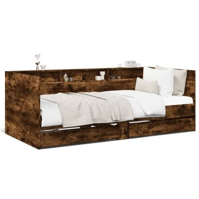 Abbildung von vidaXL Tagesbett, Gästebett mit 3 Schubladen Rollen, Schlafsofa für Schlafzimmer, Bettsofa Sofabett Daybed Bett, Räuchereiche 75x190cm Holzwerkstoff