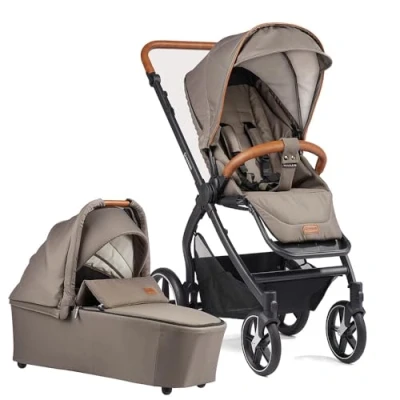 Abbildung von Gesslein Kinderwagen FX4 STYLE, Baby Erstausstattung (leichtes Set mit Liege und Sitzoption, individuell einstellbar, Fünf Punkt Sicherheitsgurt, 3 in 1), Taube