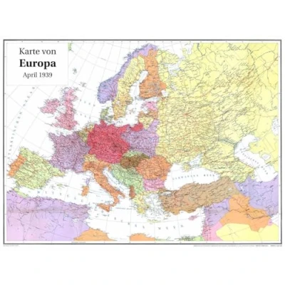 Abbildung von Historische Karte: Europa im April 1939 (gerollt): zwischen Ersten und Zweiten Weltkrieg 1919 bis