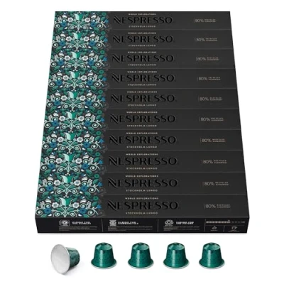 Abbildung von NESPRESSO ORIGINAL Stockholm Lungo, Dunkle Röstung, Kompatibel mit Kapselmaschinen, Kapsel Set aus 100 Kaffeekapseln