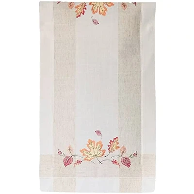 Abbildung von matches21 Tischläufer Melina Blätter Herbst Stick Heimtextilien Mitteldecke bunt Poly Leinen 1 STK 35x70 cm