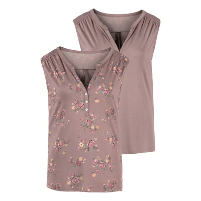 Abbildung von Lascana 2 PACK Top, Damen, Größe: 32/34, Taupe