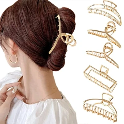 Abbildung von Haarklammern Haarklammer Groß Dickes Haar 5 Stück Rutschfeste Haarkrallen Damen Dünnes Große Hair Clip Haarkralle (Metal A)