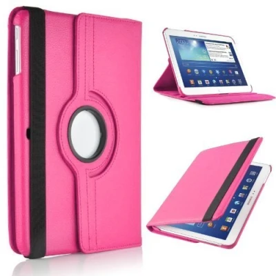 Abbildung von TechDealsUK Schutzhülle für Samsung Galaxy Tab 2 10.1 P5100 P5110, 360 Grad drehbar, aus Leder, faltbar, mit Standfunktion, Rosa