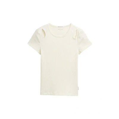 Abbildung von TOM Tailor MIT Cutouts Tshirt basic für Kinder, Größe: 152, Wool white