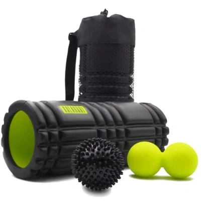 Abbildung von KALAHARI Faszienrolle SET, 3 Stück und E Book Übungen auf Deutsch Foam Roller, Duoball, Igelball Praktische Taschen zur Selbstmassage Faszientraining