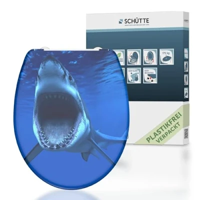 Abbildung von Schütte WC Sitz &quot;Shark&quot;, Duroplast, mit Absenkautomatik und Schnellverschluss