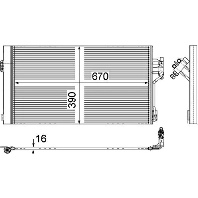 Abbildung von MAHLE ORIGINAL AC 761 000P Klimakondensator mit Trockner, Druckschalter 670 MERCEDES BENZ: Vito Mixto, Bus, Viano