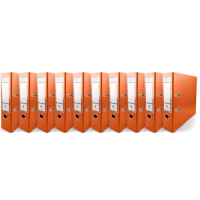 Abbildung von Netuno 10x Akten Ordner Orange DIN a4 Ekobox 2 Ring Mechanik Ringorder 8cm Kunststoff breit Büroordner Plastikordner Briefordner Ringmappe breiter Aktenordner PP farbig