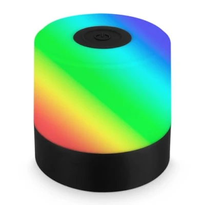 Abbildung von BRILONER Mini LED Tischlampe kabellos mit Touch, dimmbar in Stufen, buntes RGB+w Licht, Nachttischlampe, Leselampe, Lampe, Campinglampe, Tischleuchte, Akku Outdoor 7x7 cm, Schwarz