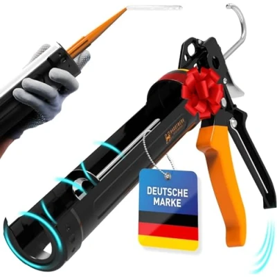 Abbildung von Hardtwerk® Kartuschenpistole 360 drehbar mit Cutter, Silikon Acryl Klebstoffe präzise dosieren Verfugen Reparaturen
