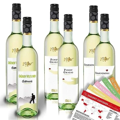 Abbildung von Käfer Probierpaket Weißwein, gemischtes Weinpaket + VINOX Winecards (6x0,75l)