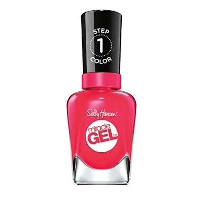 Abbildung von Sally Hansen Miracle Gel Nagellack ohne künstliches UV Licht Pink Tank, neon rot pink, mit intensiv glänzendem Finish, Nr. 220, (1 x 14,7 ml)
