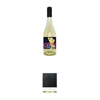 Abbildung von LAYLA Puffbrause Secco trocken 10% 0,75 Liter + Schiefer Glasuntersetzer eckig ca. 9,5 cm Durchmesser