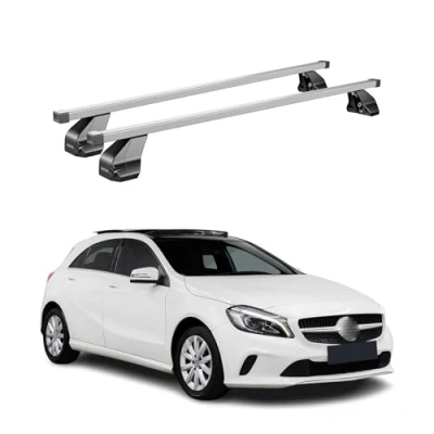 Abbildung von Menabo Stahl Gepäckträger Dachträger kompatibel mit Mercedes A Klasse W176 2012 2018 Grau