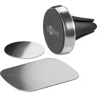 Abbildung von Goobay 38685 Magnethalterungs Set / Handyhalterung für Auto Lüftung Universal Slim Design Smartphone Autohalterung Schwarz Silber