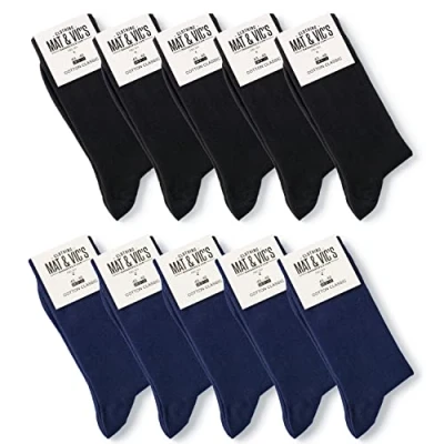 Abbildung von 10 Paar Socken von Mat &amp; Vic&#039;s für Sie und Ihn Cotton classic bequem ohne drückende Naht angenehmer Komfort Bund OEKO TEX Standard 100 (35 38, Business Colors) 35 38