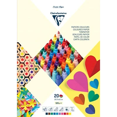 Abbildung von Clairefontaine 97148C Tonzeichenpapier Block Premium, Din A3, 29.7 x 42 cm, 20 Blatt, 120 g, farbig sortiert