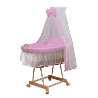 Abbildung von Waldin Stubenwagen Set mit Ausstattung,XXL,Bollerwagen,komplett,9 Modelle wählbar,rosa/weiß