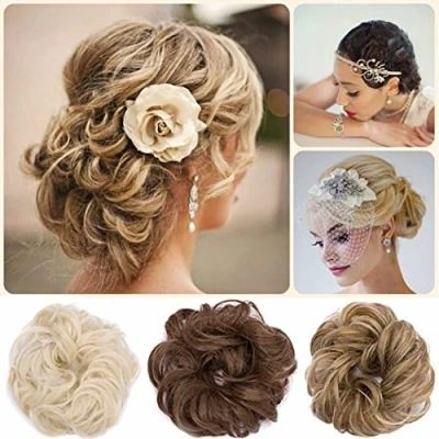 Abbildung von Rich Choices VOLUMINÖS Haarverlängerung Haargummi Haarteil hairpiece Haarverdichtung Zopf Scrunchie Haarband Haarschmuck Kaffee Braun